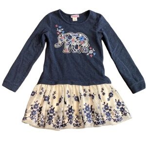 Flapdoodles Dress. Size 7/8. Tulle skirt. Navy/white. Adorable elephant.